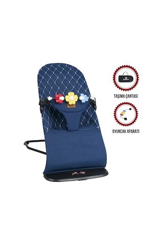 Mamma Smile Cotton Sallanır Üç Kademeli Ana Kucağı Oyuncak Aparatı Ve Seyahat Çantası Koyu Mavi