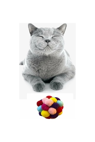 Brt Pet Ponponlu ve Çıngıraklı 7 CM Kedi Oyun Topu Oyuncağı