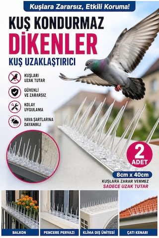 Yapışkanlı Kuş Kondurmaz Diken 2 Adet 8x40 Cm Şeffaf Kuş Uzaklaştırıcı Kuş Kovucu