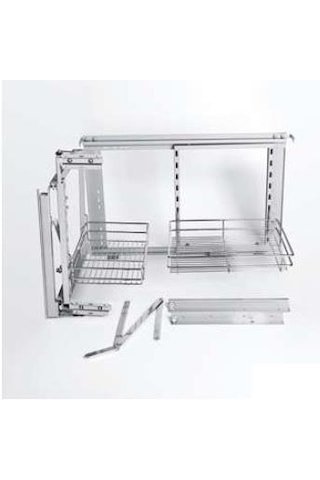 Çağdaş Tezgah Altı Kör Köşe Sepeti Kapak Bağlantılı Gri