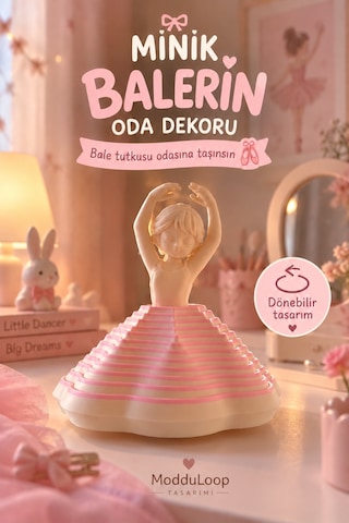 Minik Balerin Oda Dekoru Dönebilir Bale Temalı Masaüstü Dekor