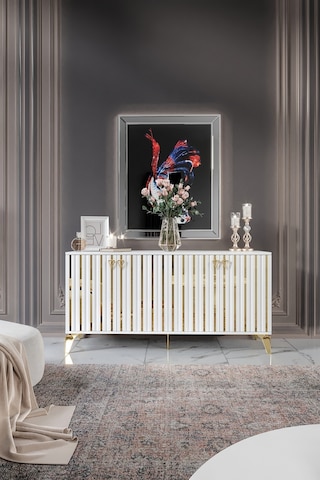 DUBAİ KONSOL MDF MEBRAN KAPAK BEYAZ GOLD