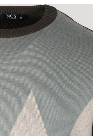 Erkek Triko Haki Bisiklet Yaka Baklava Desenli Slim Fit Pamuklu Kazak Ncs Jeans 3727-haki Haki