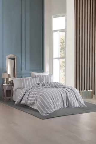 Organik Keten Çift Kişilik Nevresim Takımı Gri