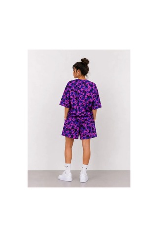 Butik İstanbul Oversize Kalıp Pubg Bape X Shark Nakışlı Cepli Şort Takım - Mor