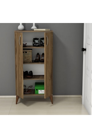 Ferniso Mobilya 2 Kapaklı 4 Bölmeli Ayakkabılık Hud Ceviz