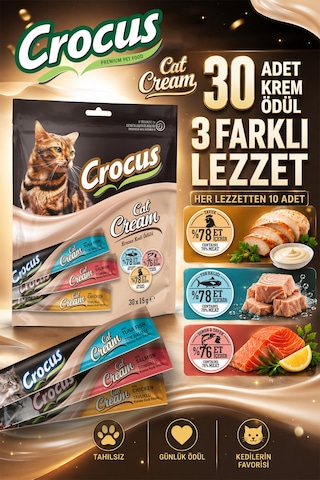 Crocus - 772 - Çoklu Tavuklu & Ton Balıklı & Somonlu Krema Kedi - Smglobal - Ödülü 30x15g