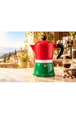 Retro Renkli Moka Pot 6 Fincan Kahve Demleyici