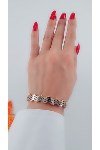 Bhs Life Kadın Dalga Model Çelik Kelepçe Bileklik Mix Renk Altın