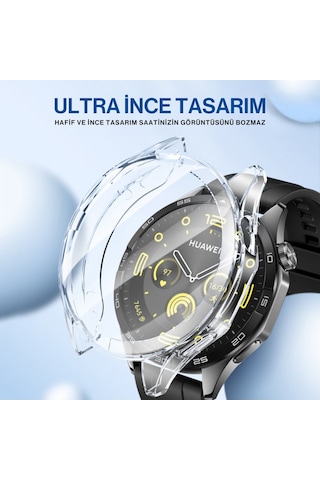 Huawei Watch Gt4 46mm Uyumlu Kasa Ekran Koruyucu 360 Tam Koruma Kılıf Kapak Rose Gold