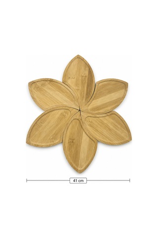 Flower - 6 Parça Bambu Çerezlik Sunumluk 41 Cm Bambu