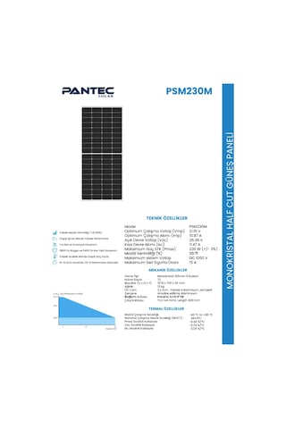 Pantec Solar Halfcut 230w Güneş Paneli