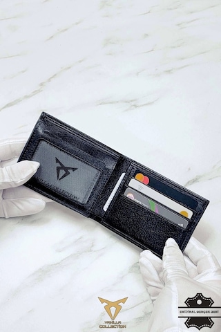 % 100 Hakiki Deri Ergonomik Cüzdan Kartlık Portföy Siyah