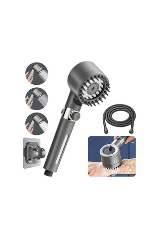 Ulzyvf 2023 Yeni 3 Modlu Masajlı Filtreli Duş Başlığı - Su Tasarruflu, Kolay Kurulum Gri Gri