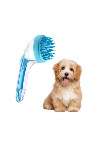 Gaman Silikon Kedi Köpek Yıkama Fırçası Kedi Köpek Tarağı - Şampuan Hazneli Köpürtme Masaj Tarağı