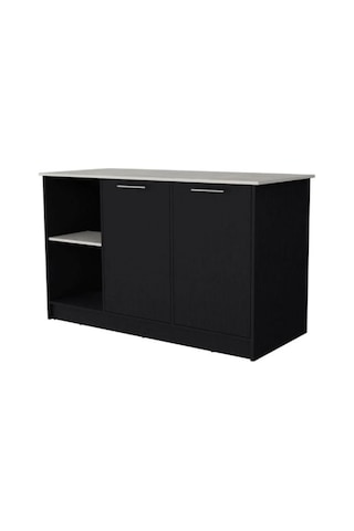 Kumsal Mutfak Adası - Antrasit-150 Cm-beyaz Tezgahlı Antrasit