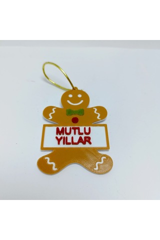 Kurabiye Adam-mutlu Yıllar Yazılı - Çam Ağacı Süsü 3lü