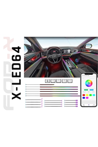 For-x X-led64-64 Renk-müziğe Duyarlı-app Telefon Kontrollü-rgb Ambiyans Led Aydınlatma 1 Adet