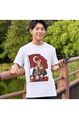 Alpşan Ticaret 23 Nisan Tişörtleri 23 Nisan T-shirt Beyaz Çocuk Yetişkin Tişört Unisex T-shirt Çocuk Bayramı 57 Beyaz