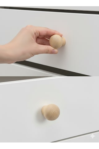 Ahşap Küre Top Düğme Kulp 37mm Çapında Lüks Çekmece kulp 4 adet
