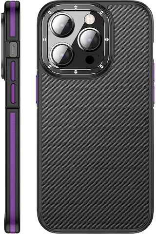 Apple Uyumlu iPhone 14 Pro Kılıf Mat Transparan Karbon Fiber Görünümlü Wlons Marin