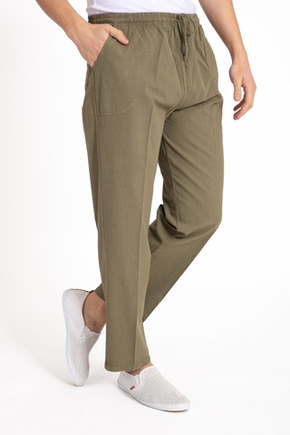 Erkek Ham Bez Lastikli Yüksek Bel Rahat Kalıp %100 Natural Pamuk Eşofman Alt Pantolon Alt Giyim 2188-Kahve Rengi Çok Renkli