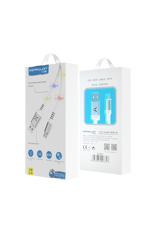 Dc09 Ses Duyarlı Işıklı Micro Usb Kablo 1m 2a - Siyah Standart