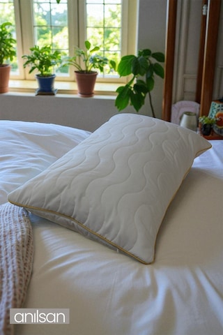 Biyeli Kapitone Deluxe Pamuklu Fermuarlı Yastık Koruyucu Kılıf 50x70 Cm Beyaz