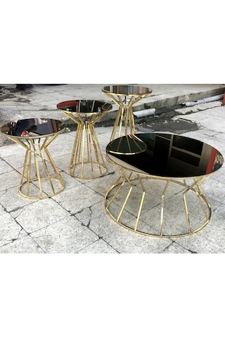 Brc Cadde Zigon-Orta Sehpa Model Metal Transmisyon Çelik Gold Ren