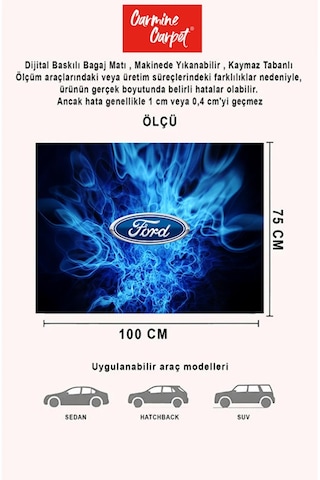 Dijital Baskı Dekoratif Ford Desen Araba Bagaj Matı Yıkanabilir Bagaj Havuzu