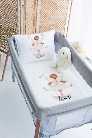 %100 Pamuk Saten İsme Özel 70x120 Park Yatak Nevresim Seti Peri-kızı