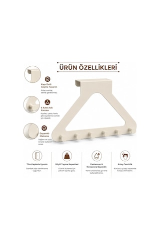 Beyaz Kapı Arkası 6 Kancalı Modern Askı Üçgen Tasarımlı Kapı Askılığı Metal Düzenleyici Çok Ama Kırık Beyaz