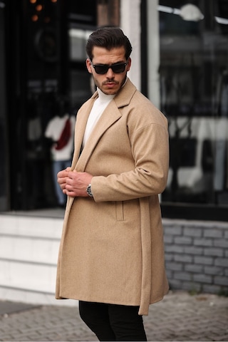 Mero Life Erkek Hardal Kemerli Oversize Rahat Kesim Kaşe Kaban HARDAL