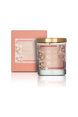 Nurxos 9684 Akasya Kutulu 2 Adet Kokulu Mum + Freshener Oda Spreyi