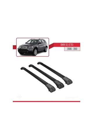 Bmw X5 E70 2006-2013 Arası İle Uyumlu Ace-1 Ara Atkı Tavan Barı Siyah 3 Adet Bar