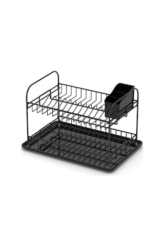 Geseus Home İki Katlı Tabaklık Bulaşıklık Mat Siyah Kb007s Siyah