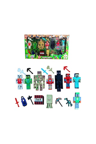 20 Parça Minecraft Figür Oyuncak Enderman Steve Herobrine Domuz Adam Demir Golem