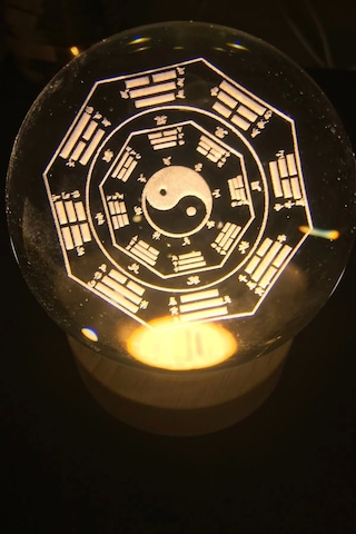 3d Led Işık Cam Küre Tek Renk Gece Lambası Yin Yan 8 Cm Mega Boy Çok Renkli