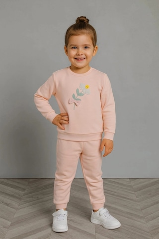 Papatya Nakışlı %100 Pamuk 2 Li Çocuk Eşofman Takımı SOMON