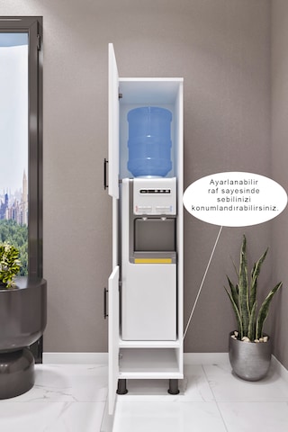 Ases Mobilya Esl0165 Çok Amaçlı Dolap Sebil Dolabı Mutfak Beyaz Beyaz