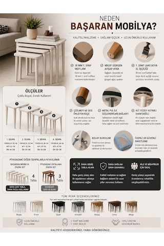 Premium Mdf Meşe Blok Ahşap Görünümlü Mdf Üst Tabla Gürgen Lake Boyalı Ayaklar