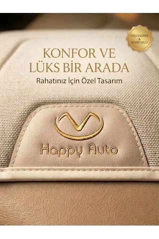 Ultra Lüks 3 Lü Oto Koltuk Minderi Krem Renk Terletmez Kaydırmaz Özel Taban 3 Lü Set