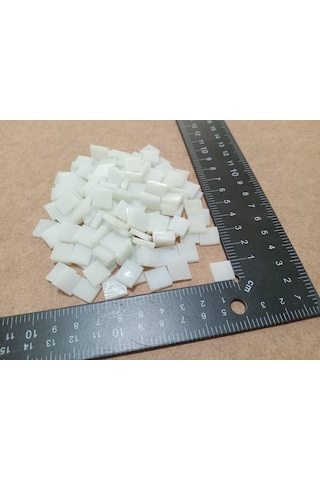 Krem Rengi Kare Vitray Cam Mozaik Taşı - Sanatsal Mozaik İçin Yaklaşık 10 X 10 Mm