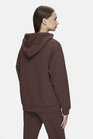 Ucla Weber Kahve Bisiklet Yaka Nakışlı Oversize Kadın Sweatshirt Kahve