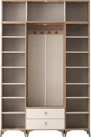 Ay Işığı Asklıklı Çekmeceli Ayakkabılık Portmanto 160x40x204cm Ceviz