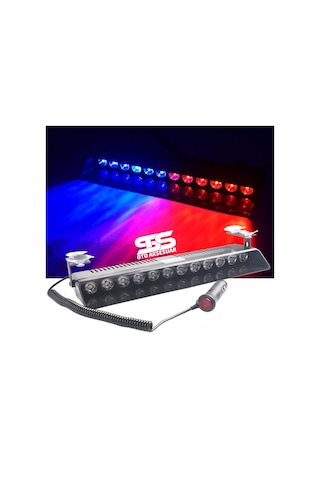 Polis Çakarı Cam Içi Vantuzlu 12 Led  Kırmızı Mavi Çakmaklık Girişli Ön Arka Cam 15 Mod