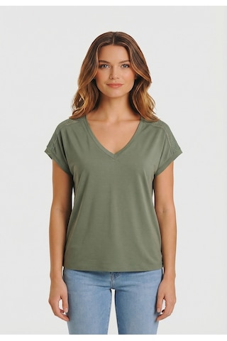 Only Onlfree Life S/s V-neck Lace Top Jrs Kadın T-shirt 15369294 Yeşil