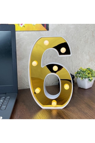 Dekoratif Led Işıklı 3D 6 Rakamı Büyük Boy Organizasyon Doğum Günü Kutlama