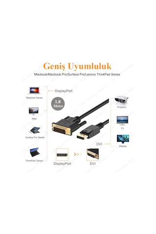 Yüksek Kalite Displayport To Dvi 24+1 Kablo - 1.8 Metre