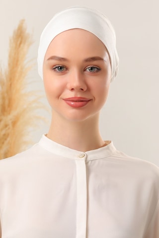 Melodi Scarf Sihirli Yapışkanlı Kaymayan Bone Ekru Ekru